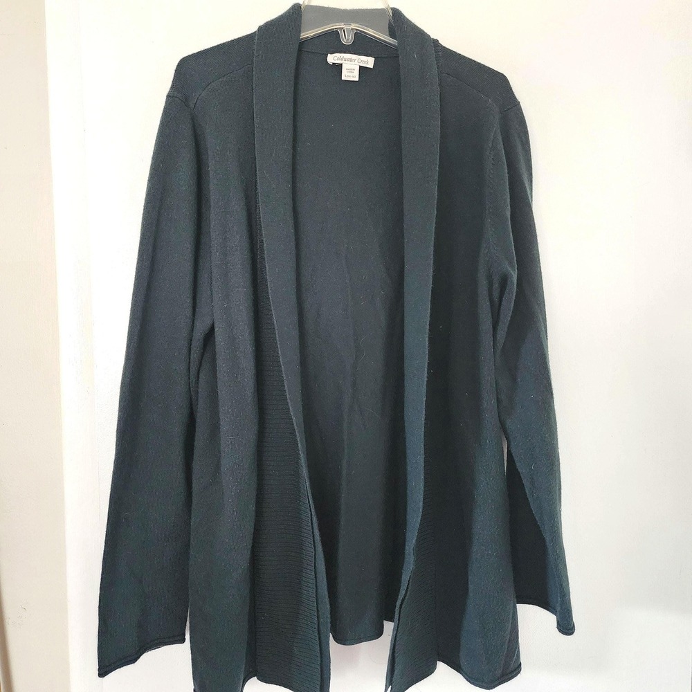 L Dark Green Open Front Cardigan by Coldwater Creek, Size Large